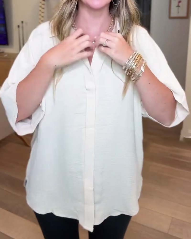 Skjorta Hel Knäpp-Ner Krage