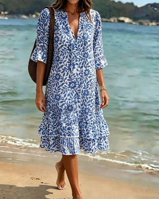 Klänning Halvärm Rynkad