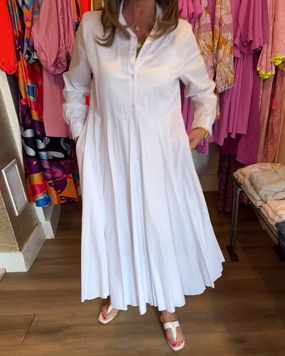 Enfärgad casual klänning i lapel