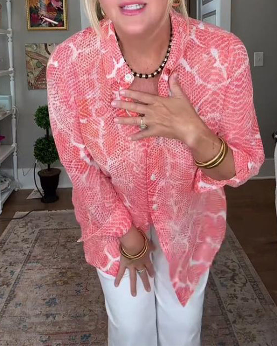 Blus Med Knappad Och Texturerad Egenskaper