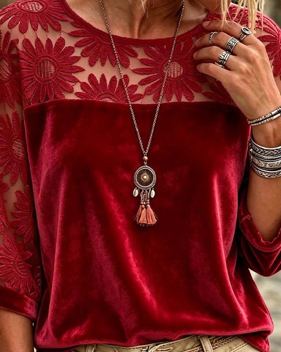 Blus Rundhalsad Solros Casual