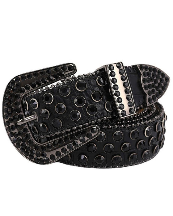 JASGOOD Bälte För Kvinnor Och Män Med Strass, Bling Västern Cowgirl Cowboy Nitläderbälte, Diamant Midjebälte För Jeans Och Byxor