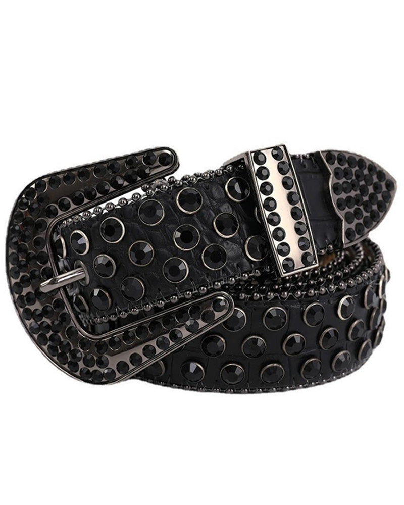 JASGOOD Bälte För Kvinnor Och Män Med Strass, Bling Västern Cowgirl Cowboy Nitläderbälte, Diamant Midjebälte För Jeans Och Byxor