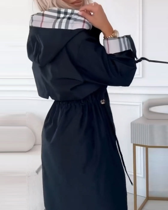 Jacka Trenchcoat Med Huvad Egenskap