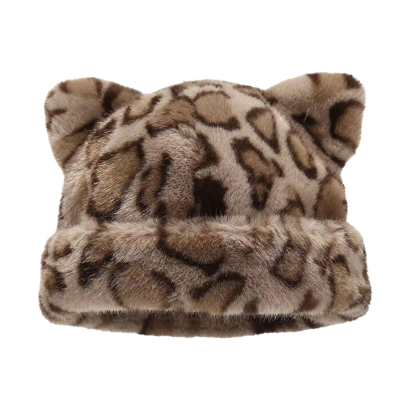 Hatt Leopardmönster Plysch Kattöra