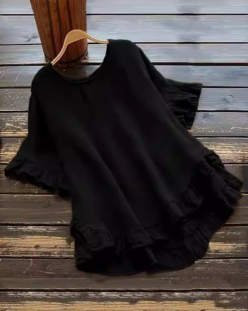 Topp Enfärgad Lös Volang