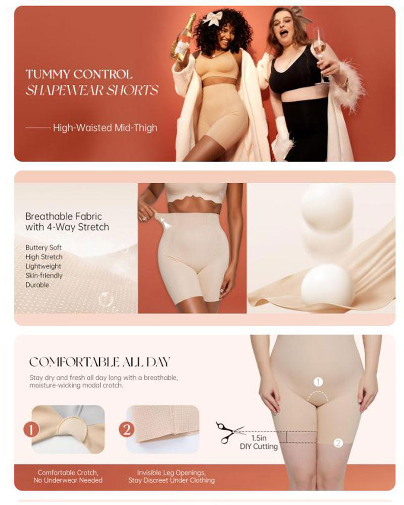 Magkontroll Shapewear Andningsbara Bekväma Shorts För Kvinnor Rumplyftande Body Shaper Shorts Höga Midjan Sömlösa Gördel Under Klänning