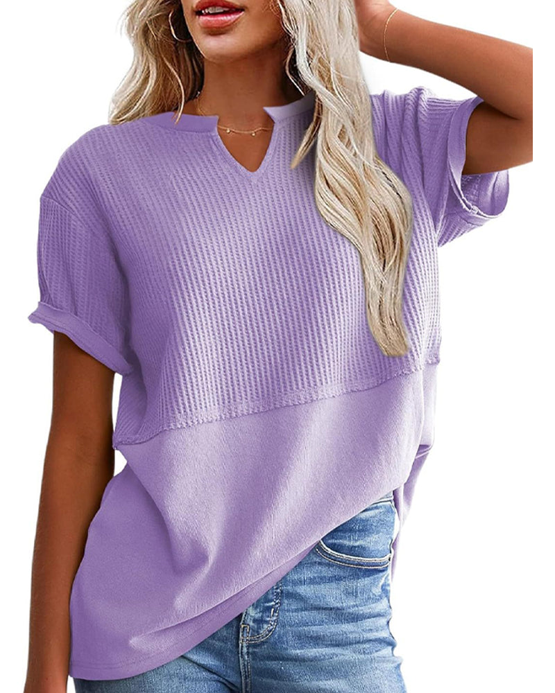 T-Tröja Snörd Midja Lapptäcke V-Ringning Pullover