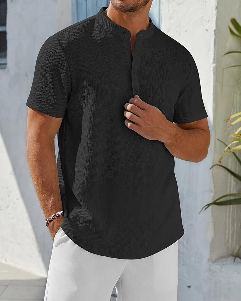 Skjorta Enfärgad Lös Henley