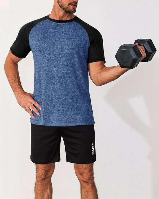 T-Shirt Kontrast Rund Hals Herr Åtsittande
