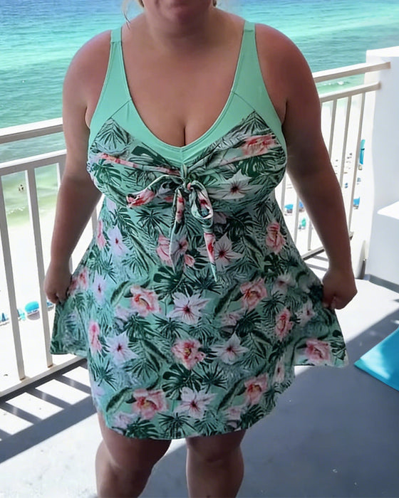 Baddräkt med tryck, avslappnad passform