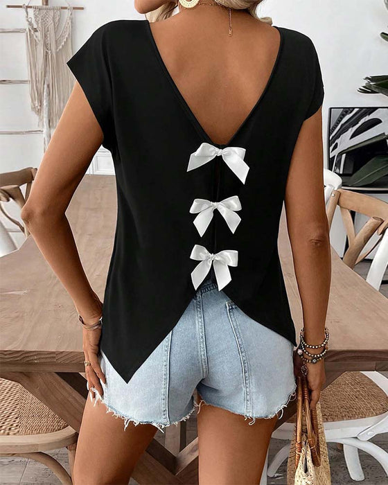 T-Shirt V-Hals Rygg Rosett