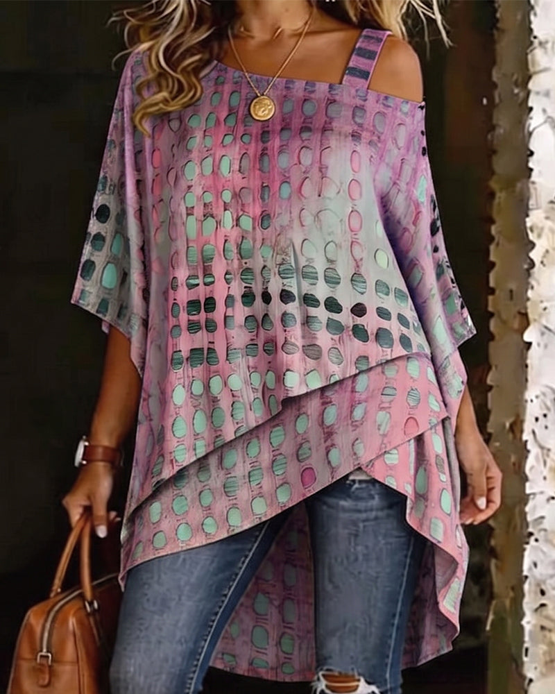 Blus Prickigt Print Enaxel Oregelbunden