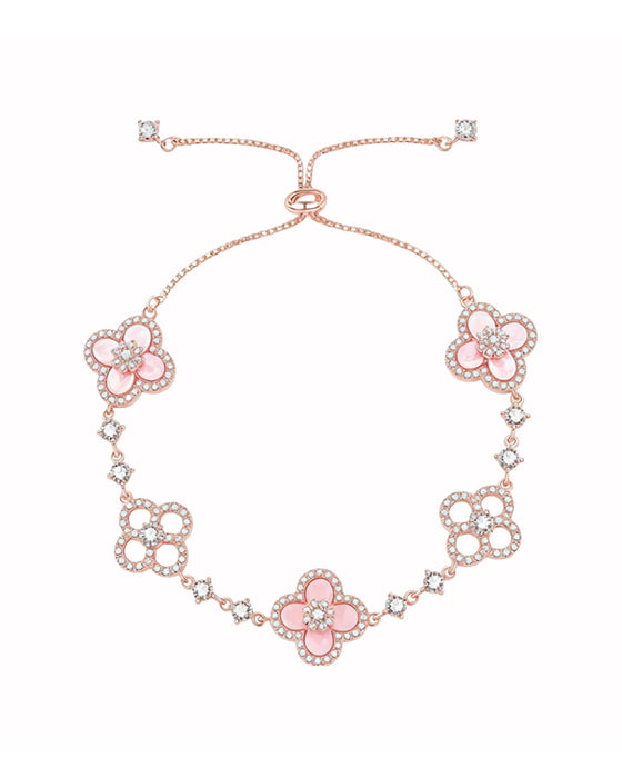 Ring & Armband Rosa Snäcka Fyrklöver