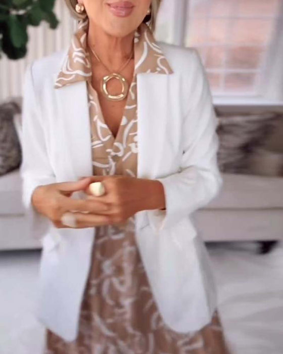 Skjorta Med Short-sleeved Pocket Dress Med Geometriska Prints Stil