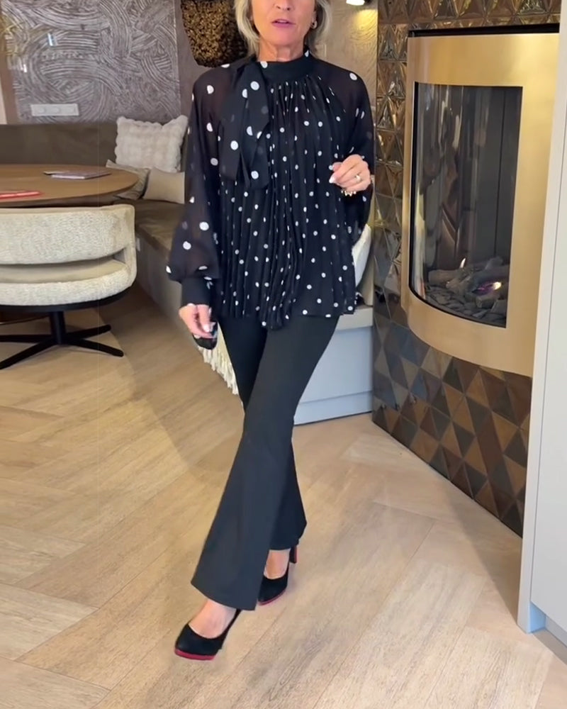 Långärmad Blus Med Ballongärmar Och Band