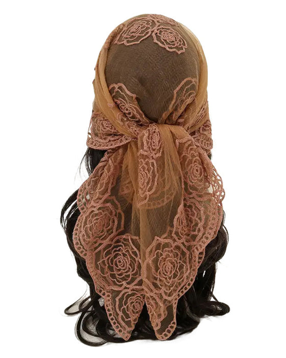 Blommig Nätmaskor Scallop Design Bandana