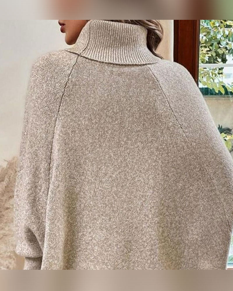 Tröja Turtleneck Oregelbunden Fläta Knapp