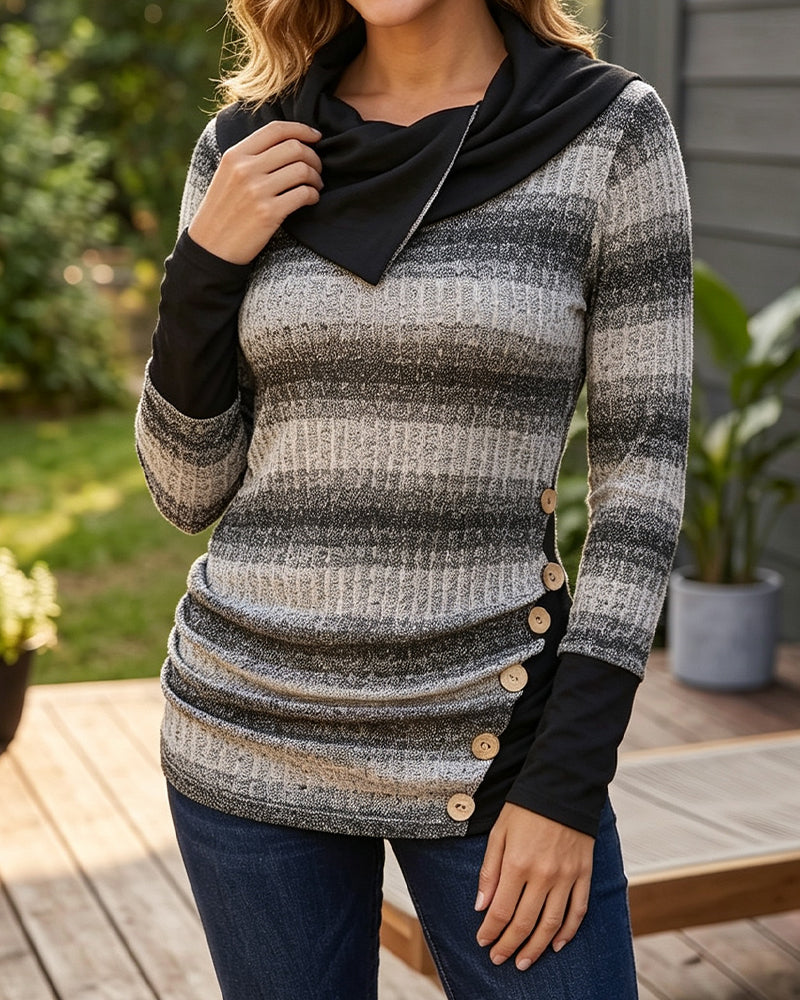 Sweatshirt Oregelbunden Rand Knapp