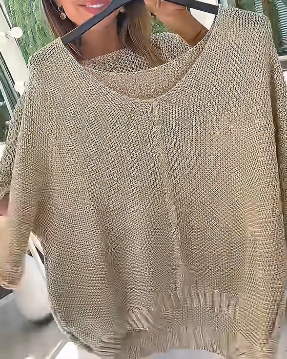 Tröja V‑hals Solid Färg
