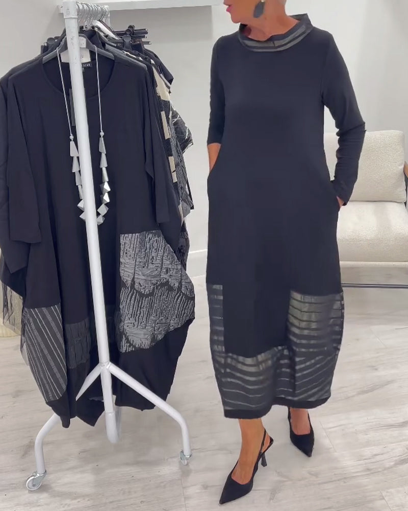 Modernt Enfärgat Klänning Med Sömskarvning