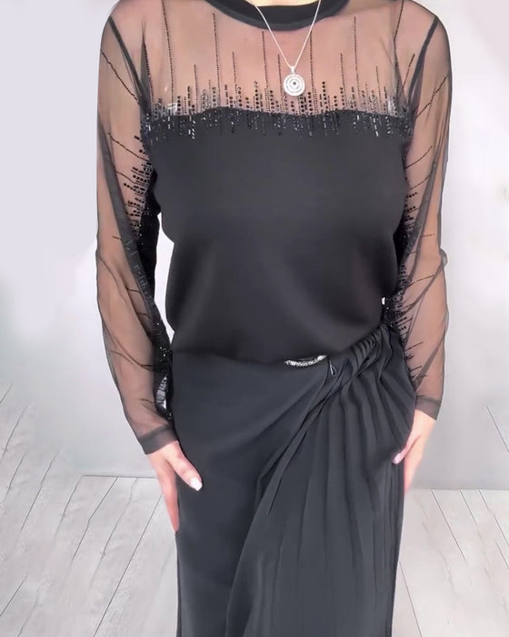 Långärmad Topp Med Rund Halsring