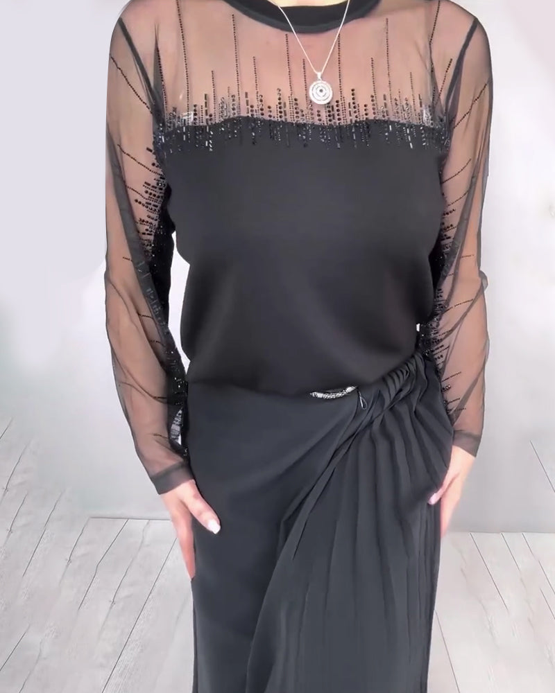 Långärmad Topp Med Rund Halsring