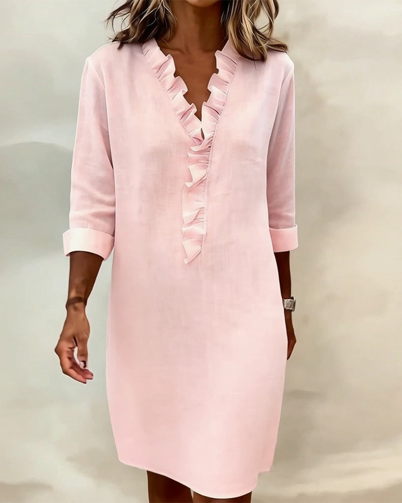 Klänning Ryschad V-Ringning Enfärgad