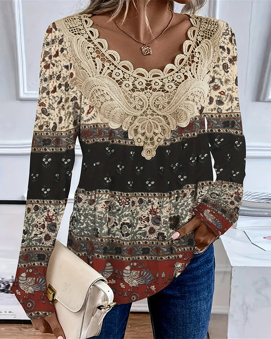 T-shirt retro mode casual tryckt