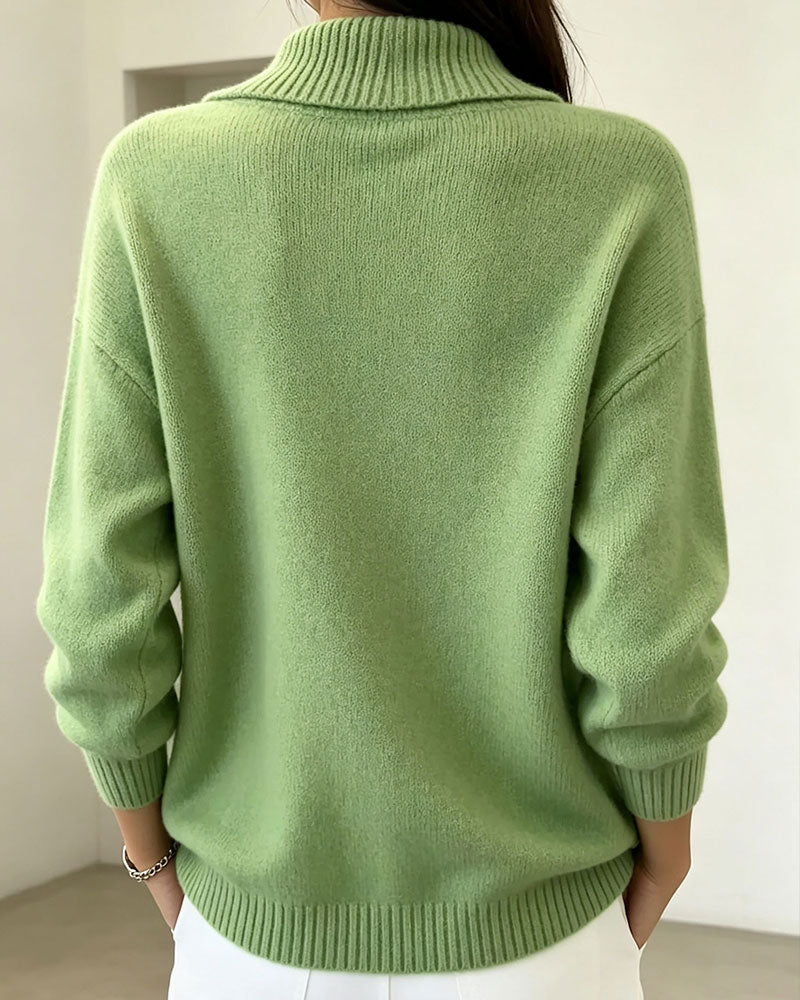 Pullover Diagonal Slag Knapp Solid