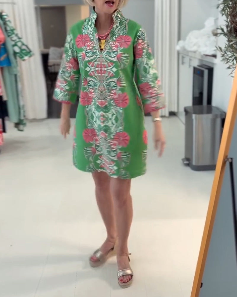 Klänning Snygg Lös Passform Tryckt