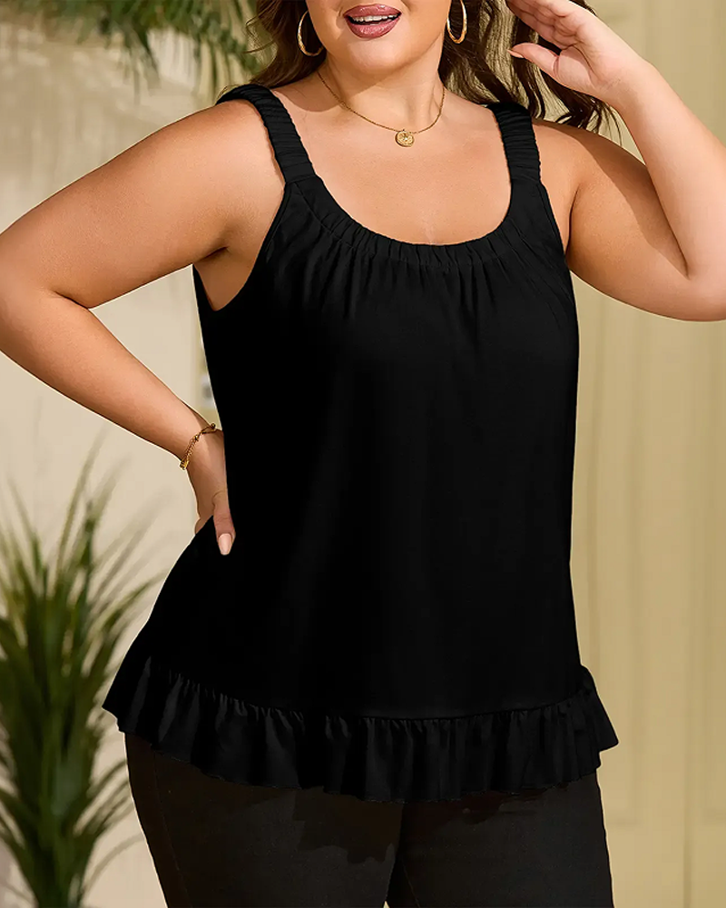 Tank Top Ruffle Trim Casual