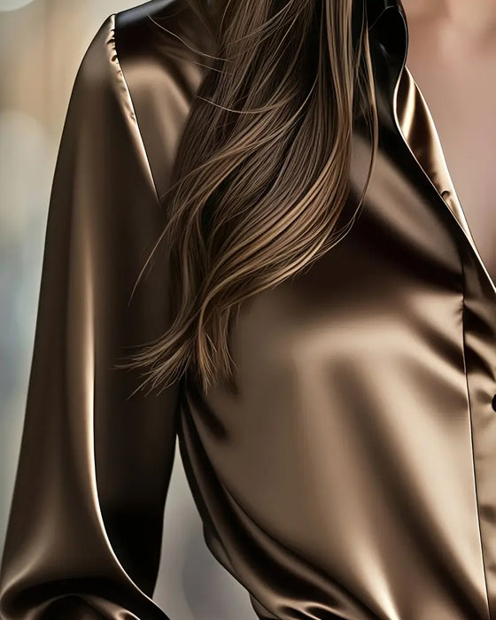 Skjorta Fashionabel Affärssatin Färgblock