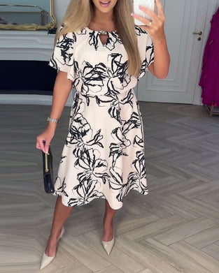 Klänning avslappnad temperament med tryck