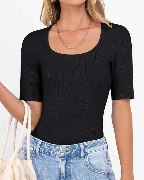 T-Shirt Slim Fit U-Hals Halvärm