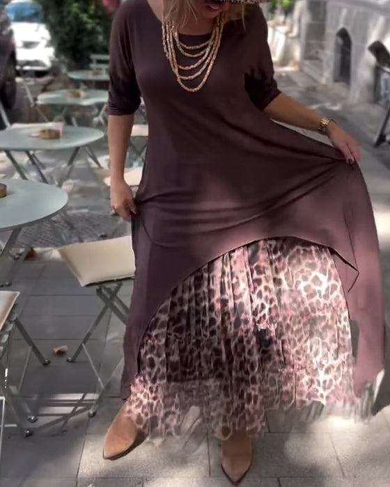 Klänning Långärmad Enfärgad Oregelbunden