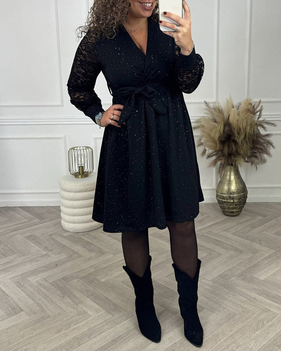 Klänning Spets V-ringning Sexig