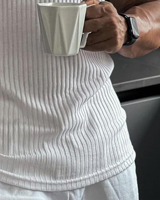 Herr Linne Enfärgad Sport Casual