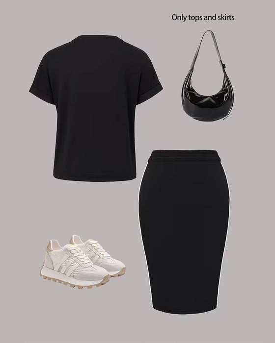Set Randig Casual Sport Kjol