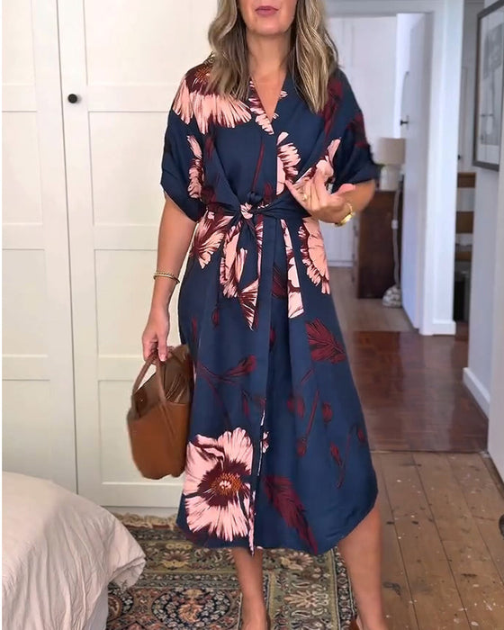 Klänning Blommönstrad Skjorta