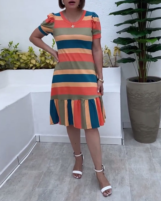 Klänning avslappnad kortärmad randig