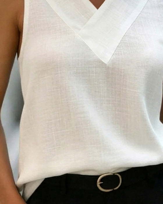 Tank Top Ärmlös V-Hals Kors