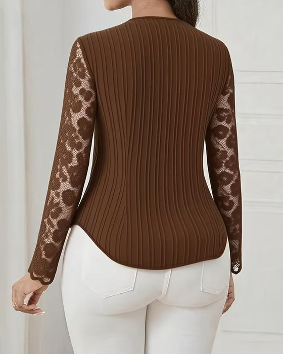 Blus Spets Lapparbete Slim Fit