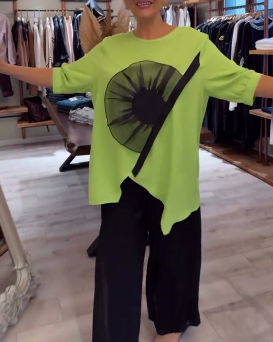 T-Shirt Blommigt Tryck Kortärmad Avslappnad