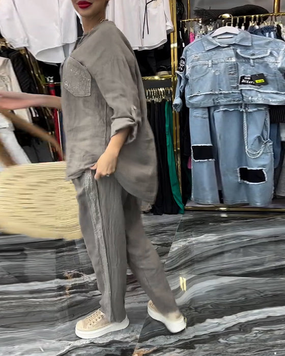 Kostym Ståkrage Ficka Avslappnad