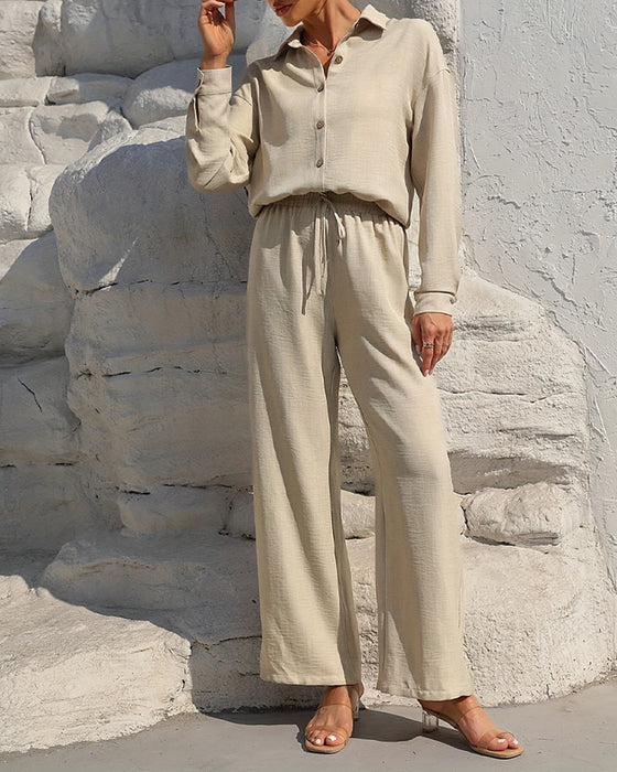 Set Lång Ärm Casual Solid
