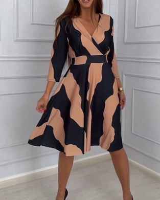 Vintage A-linje klänning med tryck