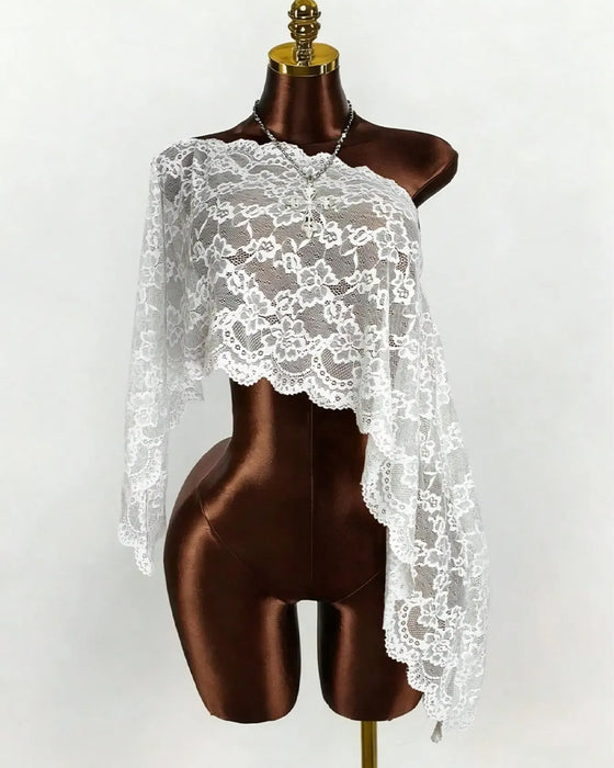 Cover-Ups Sheer Spets Långärmad