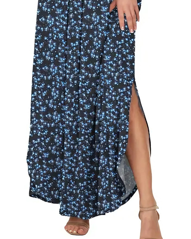 Klänning Elegant Bläcktvätt Blommig Maxi