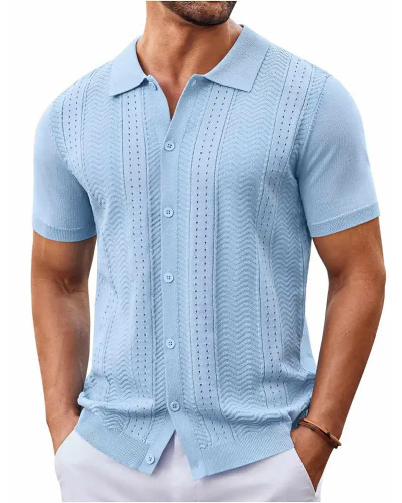 Shirts Genombruten Stickning Knapp